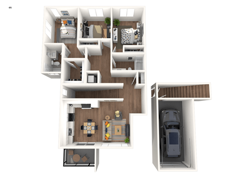 Floor plan for 3 beds, 2 baths, 1200 sqft